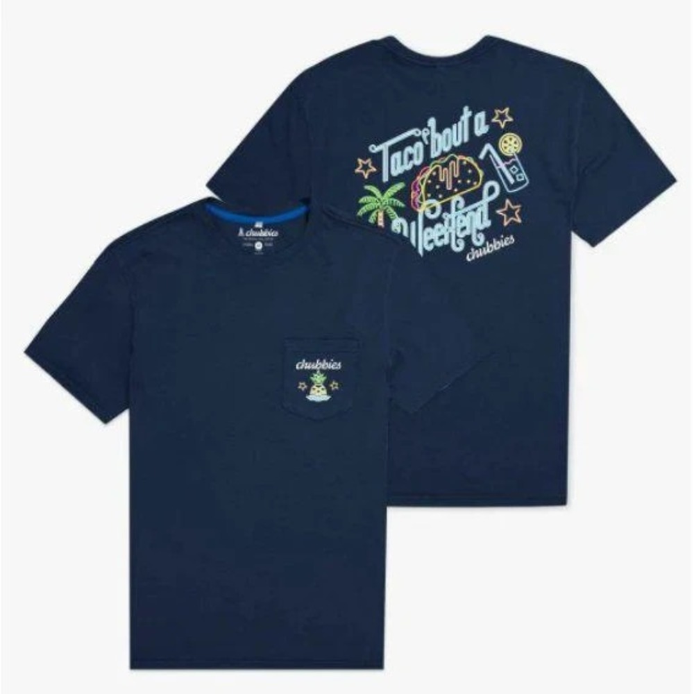 Chubbies‎ The Taco Bout It Men's Shirt Navy Large NWT 25452